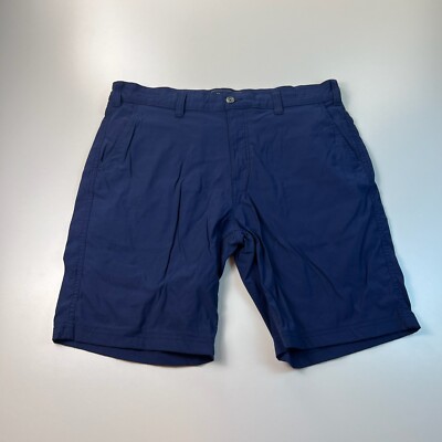Eddie Bauer AV Tech Shorts Mens 38 Blue Lightweight Stretch Flat Front Outdoors