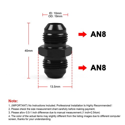 2pcs Aluminum Straight Adapter 4/6/8/10 AN to 4/6/8/10 AN Fitting For Fuel Water - Picture 13 of 15