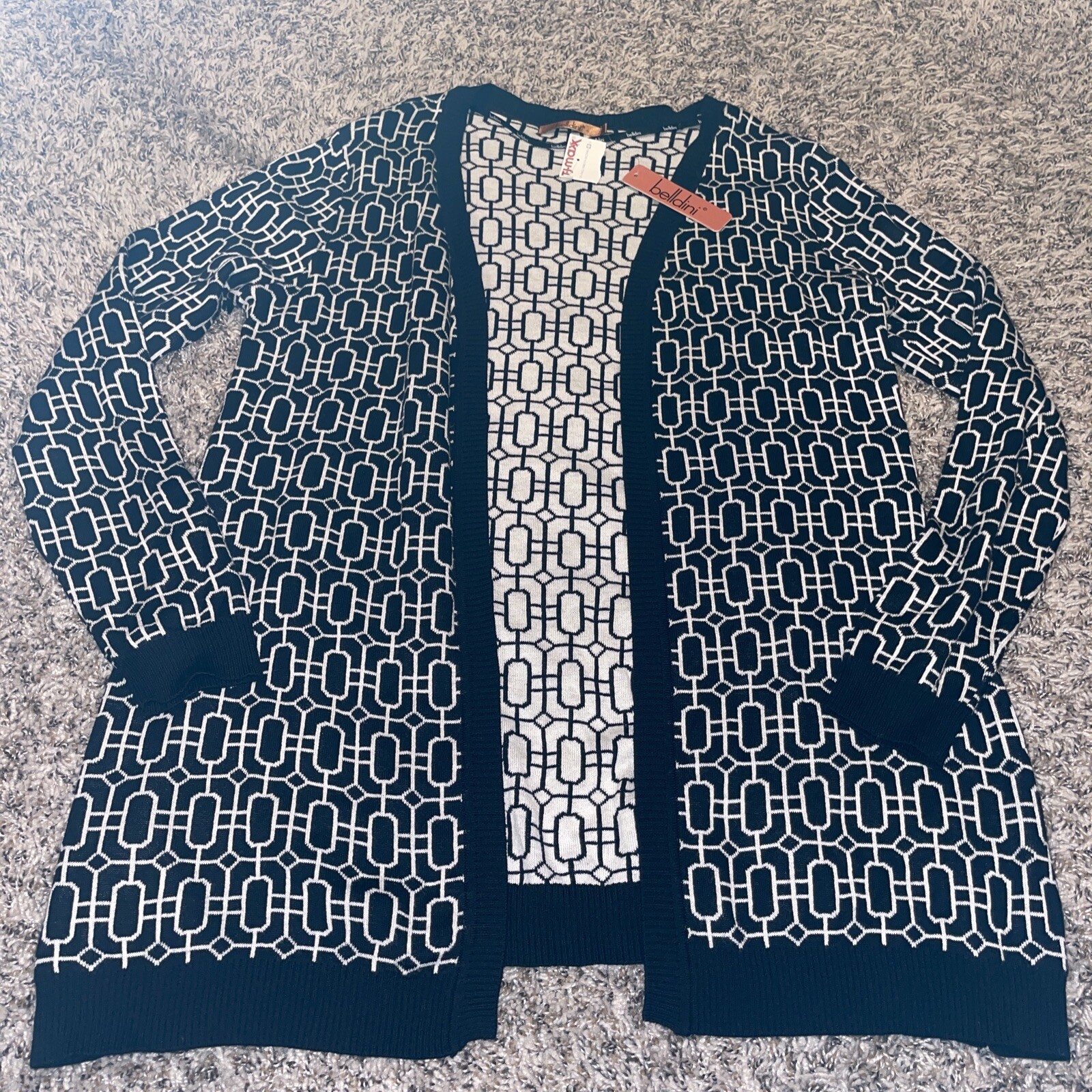 BELLDINI Womenu0026#039;s Size XL Open-Front Cardigan Black Heather Oatmeal  Sweater NWT | eBay