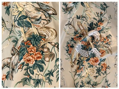 14 Yds Ramm Chintz Fabric Polished Cotton La Musique Birds Music Flowers England