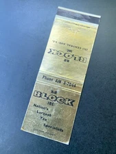 Vintage Matchbook “H&R Block - Nation's Largest Тах Specialists”