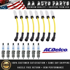 8mm Heavy-Duty Wireset + 8 AcDelco Spark Plug 41-110 for Chevy GMC V8 LS Vortec