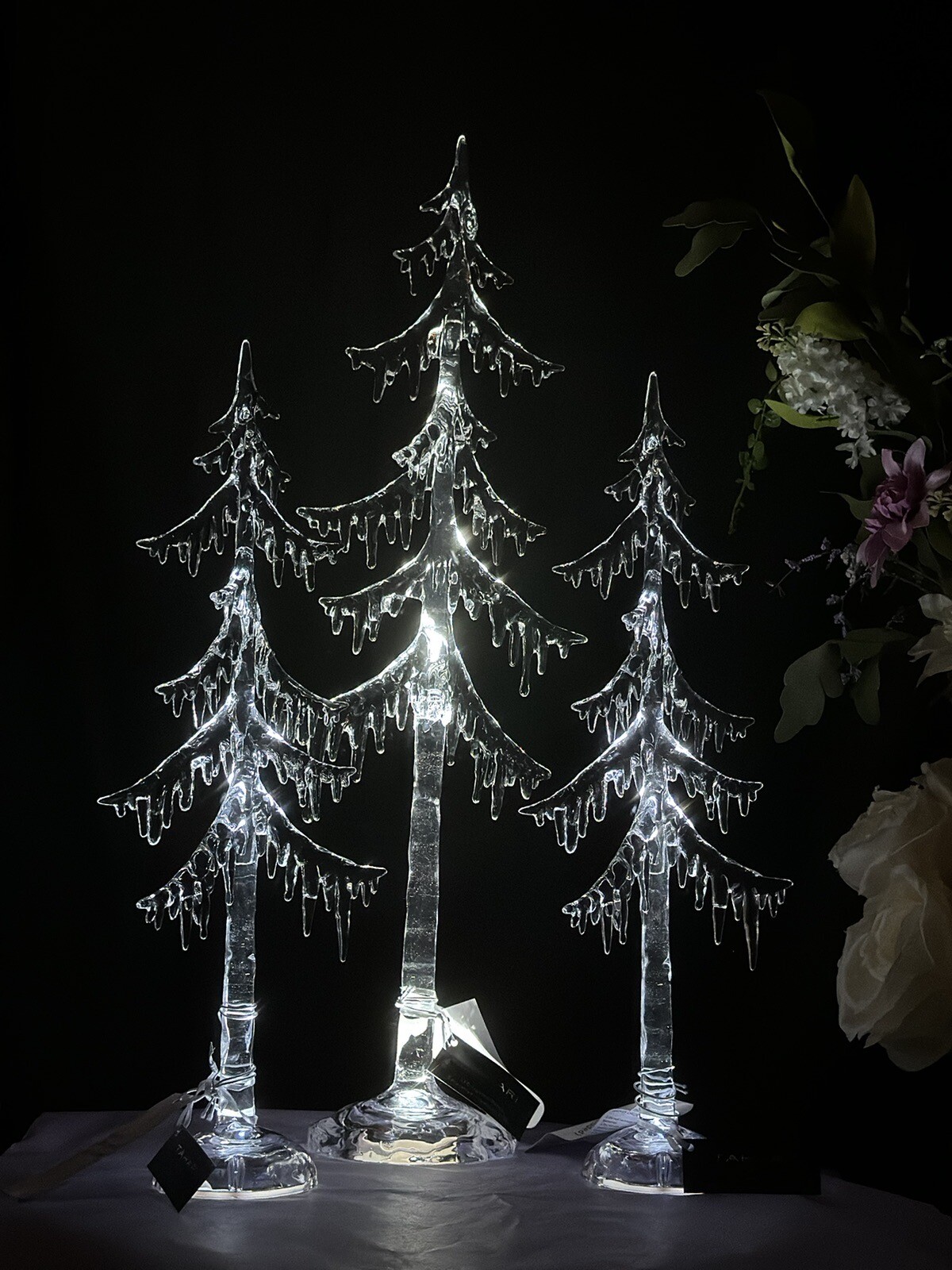 Tahari Home Christmas 18’’ Clear Illuminated Icicle Tree Figurine Decor