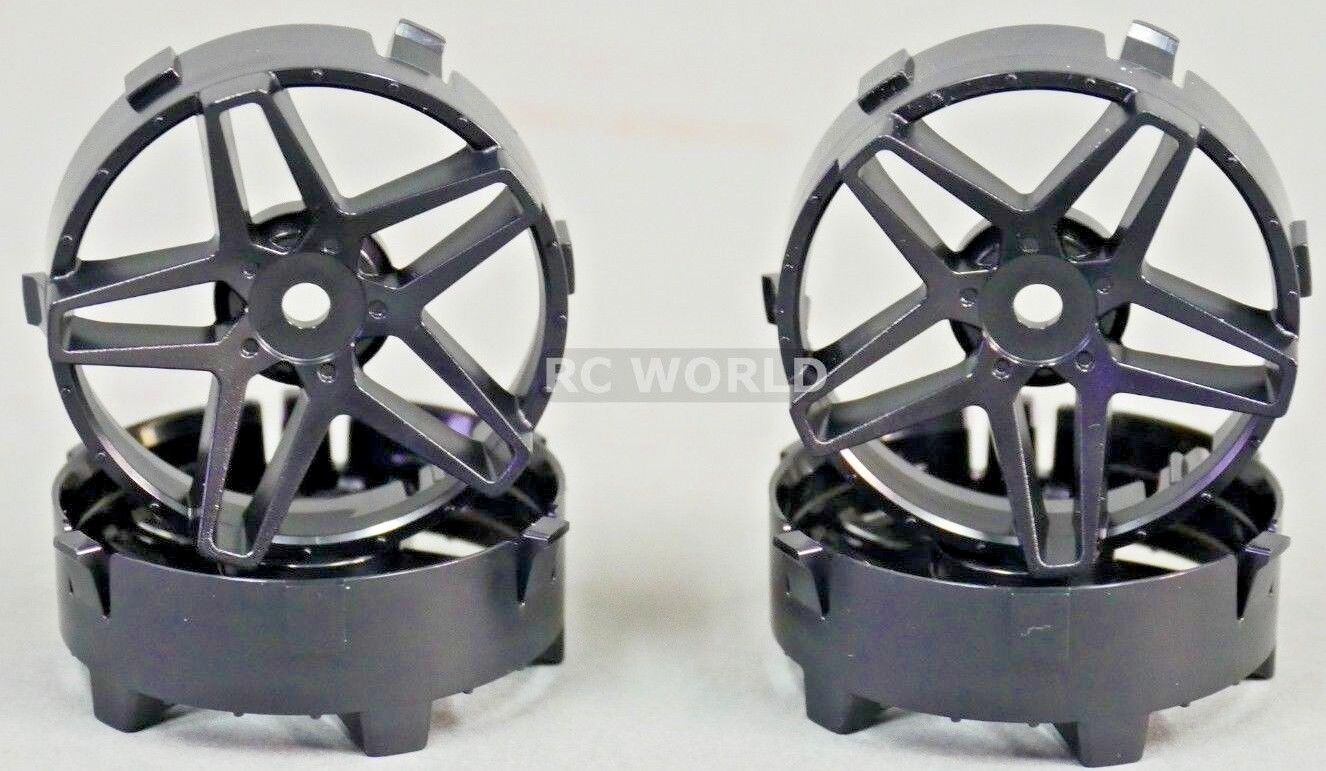 Tetsujin SOUTHERN CROSS RC Car Wheels BLACK Adjustable Offset 3-6-9mm -4 RIMS