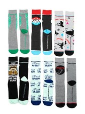 Men's BioWorld Parks  Recreation TV Show Theme Crew Socks 6-Pair Pack Size 8-12