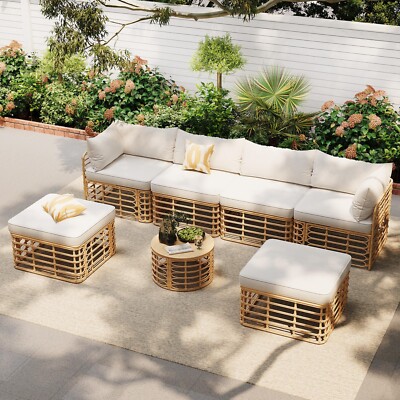 7pcs All Weather Sectional Sofa Outdoor Patio Furniture