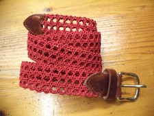Women's Red Perforated Crochet Effect Belt in 3.5cm - 100 Made in Italy