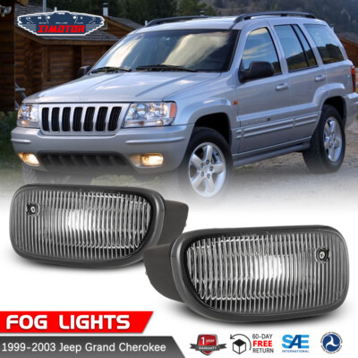 Pair fit 1999-2003 Jeep Grand Cherokee Clear Front Bumper Fog Lights Lamps Bulbs