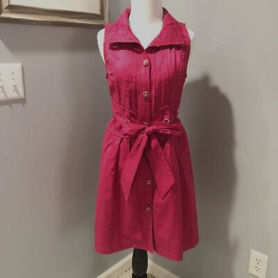 Aria Pink Adjustable Tie Waist Corset Back Sleeveless A-line Shirt Dress  Medium | eBay