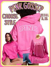 VICTORIAS SECRET PINK CAMPUS ZIP orPULLOVER HOODIE, CREW SWEATSHIRT PINK GOSSIP