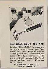 1954 Print Ad Estwing Hammers & Axes Made in Rockford,Illinois