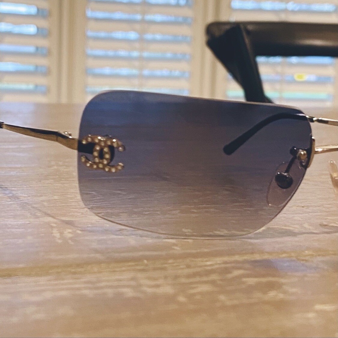 サングラス　CHANEL 4017 CHANEL 4017-D Rhinestone Rimless Sunglasses CocoMark 62□17