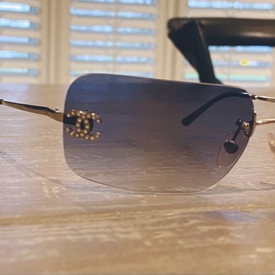 Vintage Chanel Rimless 4017 clear lenses sunglasses  metal CC Logo Chanel 4017 - Etsy main image 2