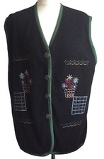 Vtg Trachten Waistcoat Vest Wool Blend Felt Embroider Tyrol Womens L Oktoberfest