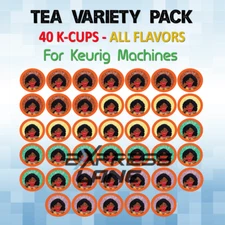 CRAVE Beverages 40 K-Cups Tea Variety Pack Pods KEURIG Vanilla, Chai, Peppermint