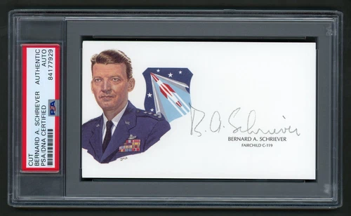 Bernard Schriever Signed Cut (PSA) World War 2 Four Star General Air Force Auto