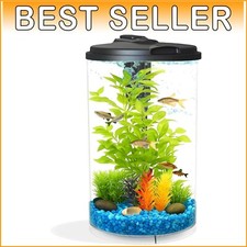 360-Degree View Fish Tank: AquaView 3-Gallon Aquarium with Colorful LED Lights
