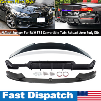 For BMW 4 Series F33 M Sport 2013-20 Carbon Look Front Lip Rear Diffuser Spoiler