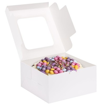 24pcs Cake Boxes, 10x10x5 Inches White Square Bakery Boxes with Window Cajas ...