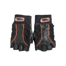 Harley-Davidson Men's Leather Black/Orange Fingerless Gloves XL