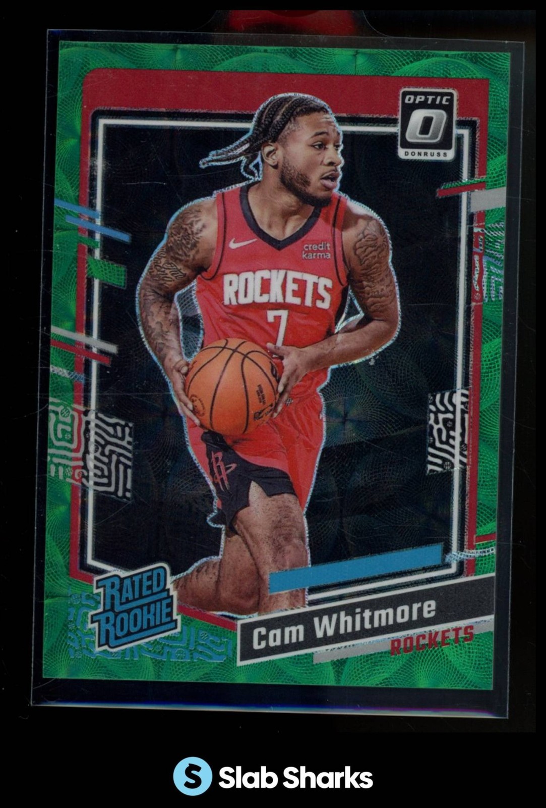 2023 PANINI DONRUSS OPTIC CAM WHITMORE GREEN INTERNATIONAL PRIZM RC ROOKIE /65