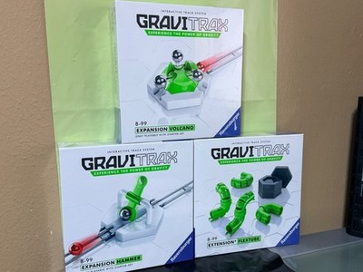 3x Ravensburger Gravitrax 8-99 Expansion Hammer, Volcano and Flextube Set of 3