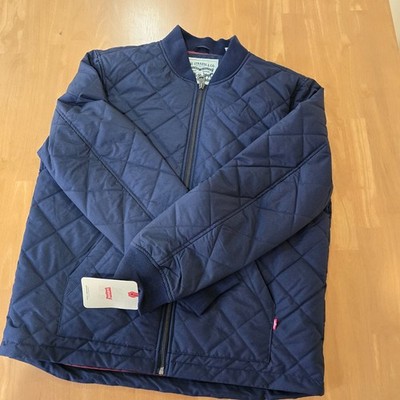 Men's Levis Diamond Quilted Zip Up Jacket Insulated MSRP $140 Navy Sz Large NWT