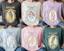 Disney Princess Shirt Cinderella Ariel Belle Rapunzel Snow White Tee