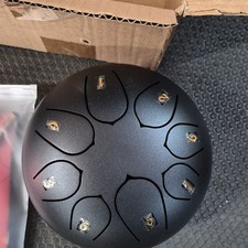 8 Pad Steel Tongue Drum Black 6in w/ Mallets Finger Picks Music Book