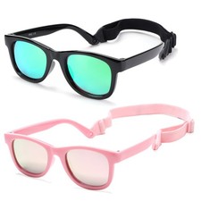 2 Pack Bendable Flexible Polarized Newborn Baby Sunglasses with Strap for Inf...