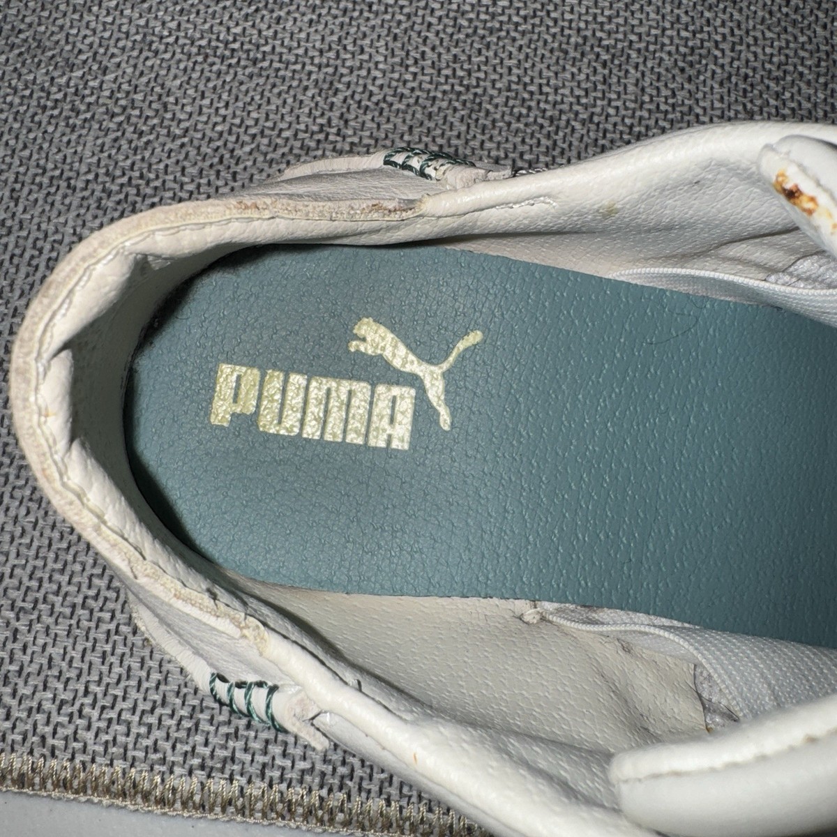 Vintage PUMA Archives Trainers Cream White Leather Amoko Shoes Sz 