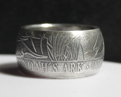 #ad Armenia 500 Drams Noah’s Ark .999 Silver 1 oz Coin Ring Custom Made Size 9 15 $177.99
