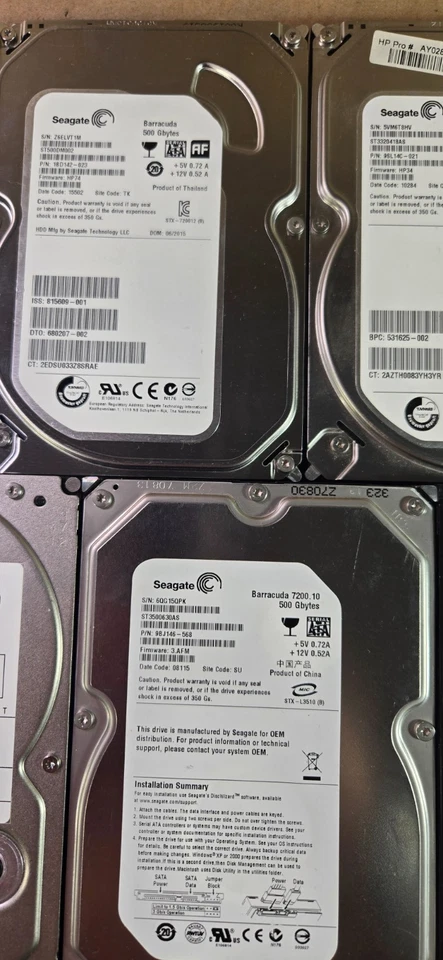 Lote de 7 discos duros SATA varios Marca y capacidades de almacenamiento de 200 a 750 GB Foto 3 de 4