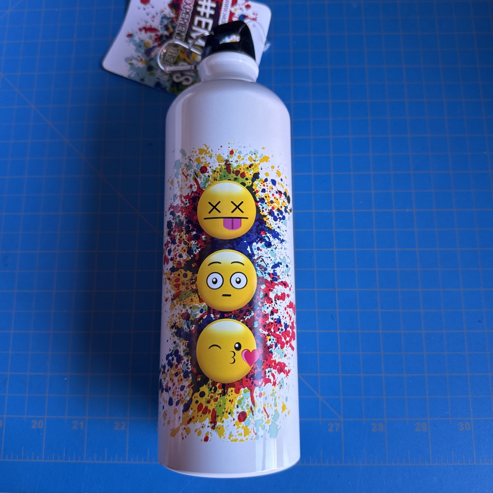 25 oz Aluminum water bottle with emojis (reusable carry on the go)