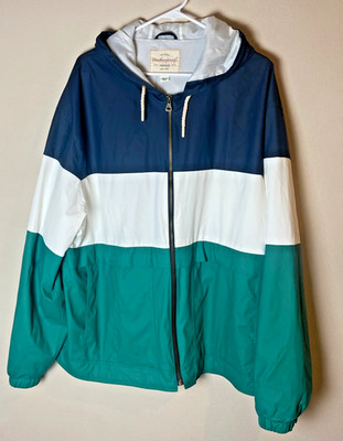 Weatherproof Vintage Mens Colorblock Water-Resistant Hooded Zip Jacket US XXL