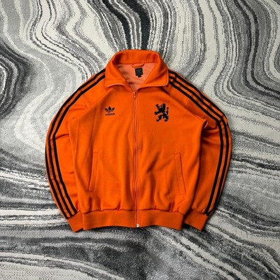 Vintage Adidas 2000er Y2K Netherlands Holland Lion Gr. M Orange Top Trainingsjacke