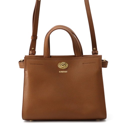 BURBERRY Cotswolds Tote Size Mini Leather/Canvas Hazel Brown 8129093