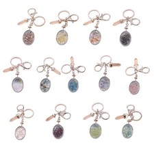 Scratch Resistant Keychain With Oval Frame Faceted Glass Enhanced Durability