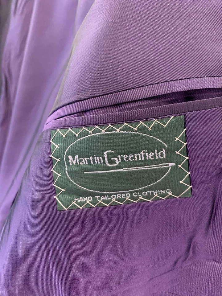 Chaqueta Blazer Martin Greenfield Negra A Medida a Mano 44R Forro Púrpura EE. UU. #25 Foto 3 de 4