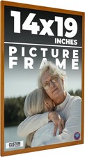 14x19 Honey Brown Real Wood Picture Frame Width 0.75 inches  Interior Frame Dep