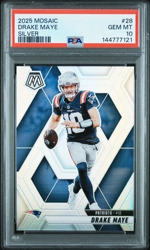 Drake Maye 2025 Panini Mosaic #28 Silver Prizm 🔥 Patriots MVP Candidate PSA 10