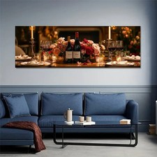 Panoramic Flowers And Wine Bottles Painting Canvas Wall Art Home Décor Picture