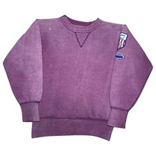 Vintage 1950s Burgundy De Anza Flock Print Single V Pullover Sweatshirt Sz M