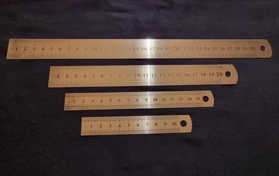 Stahllineale 10 bis 30 cm Stahlmaßstab Metalllineal Lineal Werkstatt cm und inch