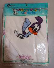 Vtg Gerber 1993 Baby Looney Tunes Bath Road Runner Hooded Towel Washcloth NEW