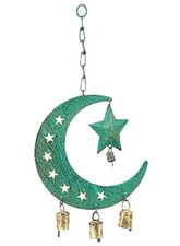 Verdigris Copper Celestical Crescent Moon Wind Chime!