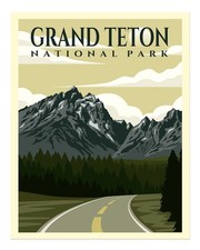 Grand Teton National Park Wall Art Poster - Scenic Mountain View