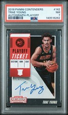 2018 CONTENDERS AUTO-PLAYOFF #142 TRAE YOUNG ROOKIE RC 4/65 PSA 7