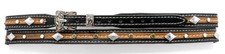 Western Hat Band with Buckle   Black and Brown Faux Leather with Silver Conch...