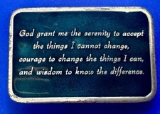 Serenity Wisdom Inspirational Prayer 1983 Bergamot Brass Works Belt Buckle